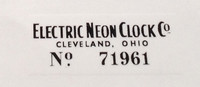 SERIAL NUMBER DECAL CLEVELAND NEON CLOCK