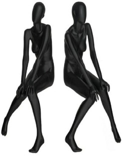 Tianna, Matte Black Abstract Egg Head Seated Female Mannequin MM-OZIB01