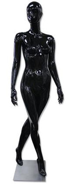 Lee, High-End Glossy Black Abstract Female Mannequin with face features MM-AF25GB
