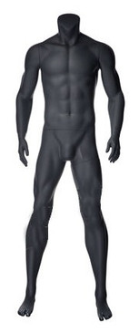 Alex 2, Matte Grey Fiberglass Athletic Headless Male Mannequin MM-NI-02SP