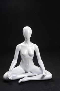 Dana, Gloss White Abstract Seated Yoga Egg Head Female Mannequin MM-YOGA1W