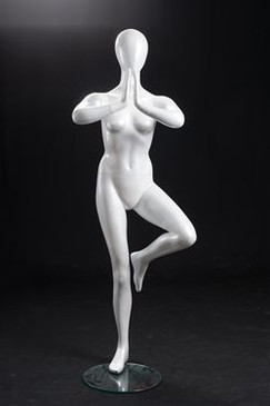 Dee, Gloss White Abstract Yoga Egg Head Female Mannequin MM-YOGA2W