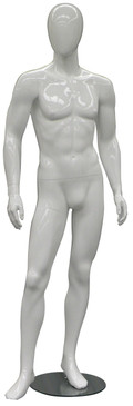Mark, Gloss White Abstract Egg Head Male Mannequin MM-GM53W1