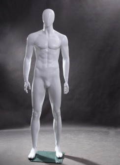Mike, Gloss White Abstract Egg Head Male Mannequin MM-WEN4EG