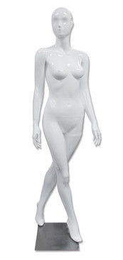 Lee, High-End Glossy White Abstract Female Mannequin with face features MM-AF25GW