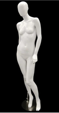 Gloss White Abstract Egg Head Female Mannequin MM-OZIW4