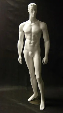 Matte White Abstract Male Mannequin with Face Features MM-CCT6W