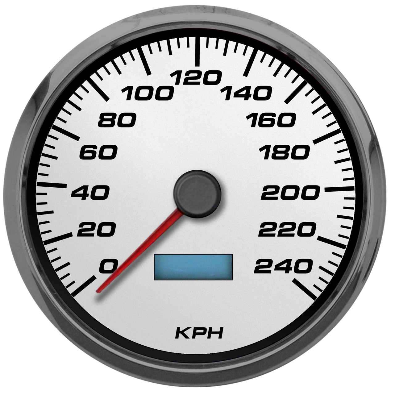 PERFORMANCEII WHITE 43/8Â? SPEEDOMETER 240 KPH