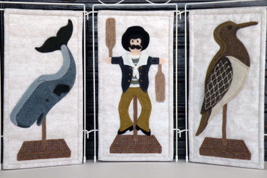 A trio of "wool" carvings!  Meet Wellington the Whale, Olin the Oarsman and Sarah the Sandpiper!  A special offering of all three patterns for one price! Each measures 6" x 12". These patterns are also sold separately for $11.50 each.