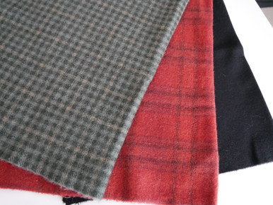 Two tone green, red plaid, solid black