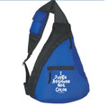 Shown in Blue, also available in Red and Charcoal
    Made Of 210D Polyester
    Front Zippered Pocket
    Adjustable Padded Shoulder Sling With Cell Phone Holder
    Spot Clean/Air Dry

