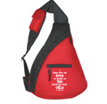 Shown in Red, also available in Charcoal and Blue
    Made Of 210D Polyester
    Front Zippered Pocket
    Adjustable Padded Shoulder Sling With Cell Phone Holder
    Spot Clean/Air Dry

