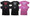 100% cotton tees available in black with red or white ink or pink with white in.