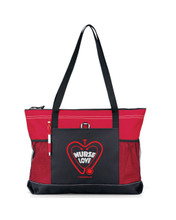 Zippered Tote Bag red and black with Nurse Love slogan