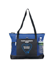 Zippered Tote Bag royal blue and black with Passive Aggressive Nurse slogan