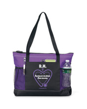 Zippered Tote Bag purple and black with R.N. slogan
