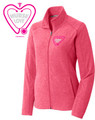 Pink full-zip fleece jacket warm yet light-weight.
