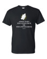 On black 100%, pre-shrunk T-shirt