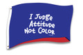 11 X 15 nylon flag, blue on one side, red on the other. Comes on a 14" pole designed to mount  on car door.