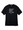White in on a black, preshrunk T-shirt.