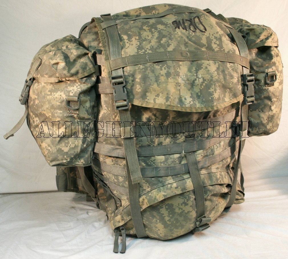 U.S. ARMY MOLLE II ACU DIGITAL LARGE RUCK SACK FRAME STRAPS PADS AND (2)  SUSTAINMENT POUCHES VERY GOOD CONDITION - Allegheny Surplus Outlet