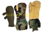 USGI Woodland Camo TRIGGER FINGER MITTENS w/ INSERTS Hunting Gloves US Military VERY GOOD
