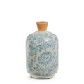 7" Blue Floral Pattern Terracotta Vase