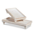 20.25" White Beaded Footed Trays