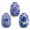 6.25" Blue Chinoiserie Bud Vase Set of 3