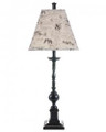 Williamsburg Spindle Table Lamp with Bird Script Designer Shade