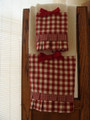 Red and Cream Check-Set of 3 Decorated Towels