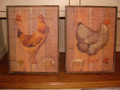 Our old wooden rooster and hen pictures measure 17"X13".