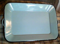 Enamel Rectangular Tray with Handles in Robin Egg Blue Color