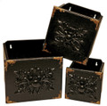 Black Set of 3 Square Wooden Drawer Wall Decor