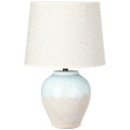 18" Tall Ceramic Blue and Biege Lamp with Shade