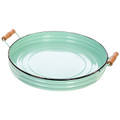 Green Tray with Wooden Handles