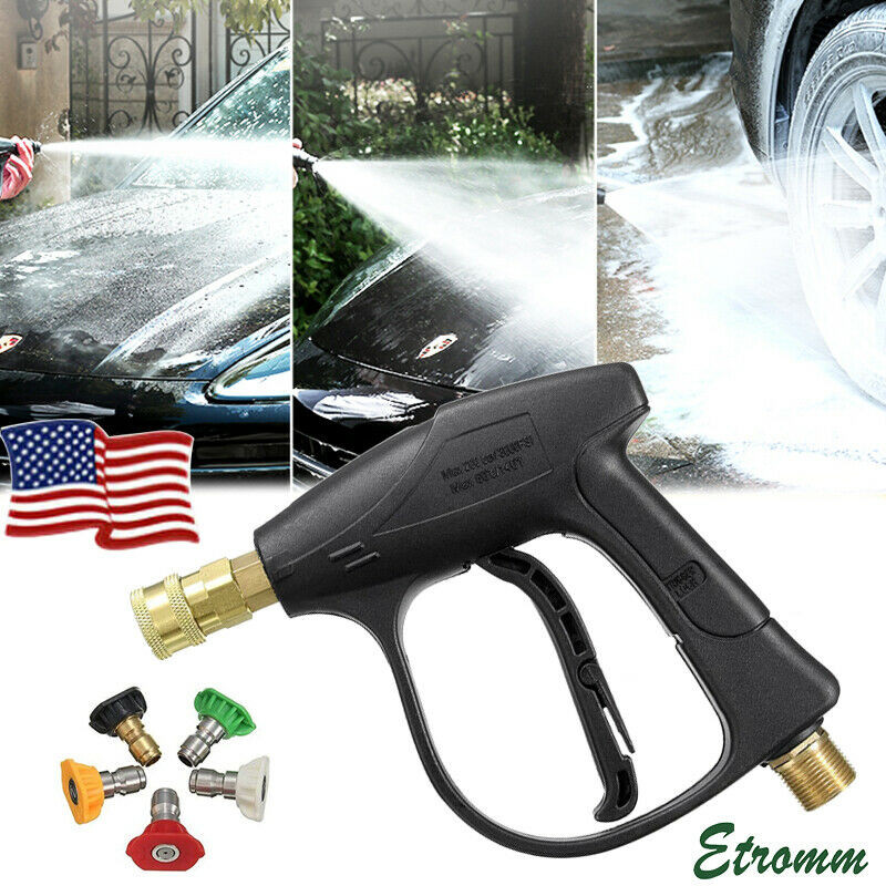 1/4 High Pressure Washer Gun 3000 PSI Car Wash Foam Spray Short Wand w/  Nozzle