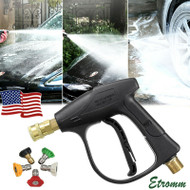 1/4" High Pressure Washer Gun 3000 PSI Car Wash Foam Spray Short Wand w/ Nozzle
