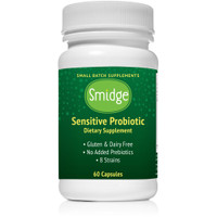 A super clean, potent and therapeutic-grade probiotic for on-the-go. Smidge™ Sensitive Probiotic comes in a convenient little oral capsule, with the same GutPro® formula that's been a staple in your carry-on:

Eight strains of beneficial bacteria that are essential for digestive health,
without the strains that can irritate folks with sensitive digestive systems.

We omitted certain strains found in commercial probiotics that can cause histamine intolerance, d-lactic acidosis and other potential reactions.

You also won't find common allergens or unnecessary ingredients. Another plus? No prebiotics, like inulin or maltodextrin.

After decades of research and feedback from practitioners, scientists, professionals and those with a vested interest in intestinal health, we formulated this blend to help restore digestion and elimination while aiding in the breakdown and assimilation of nutrients. So you can garner all of the benefits from these powerful, small-batch probiotic capsules.

And because the capsules are less condensed than the powder, they're ideal for those just starting probiotics. They're also great for travel!

60 vegetarian capsules (1-month supply), 5 billion CFUs per capsule