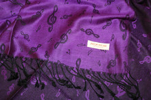 Pashmina Scarf - Purple with Black Treble Clefs
