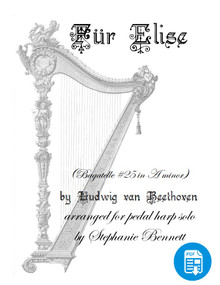 Fur Elise arr. by Stephanie Bennett for Pedal Harp - PDF Download