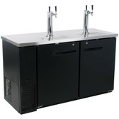 Black Kegerator / Beer Dispenser w(2) Double Tap Towers - (2) 1/2 Keg Capacity-60"