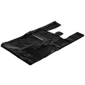 Plastic T-Shirt Bag - 500/Case-Black Unprinted Embossed Heavy-Duty 