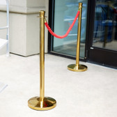 Lancaster Table & Seating 40" Gold Rope-Style Crowd Control / Guidance Stanchion Set with 5' Red Rope