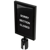 Lancaster Table & Seating Black 8 3/4" x 12" Stanchion Sign Frame & Sign Set with Clear Covers