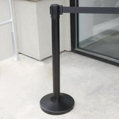 Lancaster Table & Seating Black 36" Crowd Control / Guidance Stanchion with 78" Retractable Belt