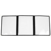 Three Pocket Clear Fold Over Menu Cover - Black-8 1/2" x 11" 