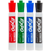 Assorted 4-Color Low-Odor Chisel Tip Dry Erase Marker - 4/Set