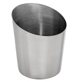 Choice 12 oz. Smooth Stainless Steel Appetizer / French Fry Holder with Angled Top