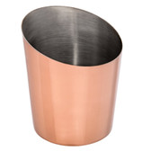 Smooth Copper Stainless Steel Appetizer / French Fry Holder with Angled Top- 12 oz. 